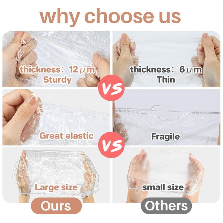 100 Disposable Shower Caps Unisex - Large Plastic Hair Caps for Deep Conditioning Shower Cap Reusable Waterproof for Women Men Hair Treatment Bath Cap for Long Hair Travel Essentials