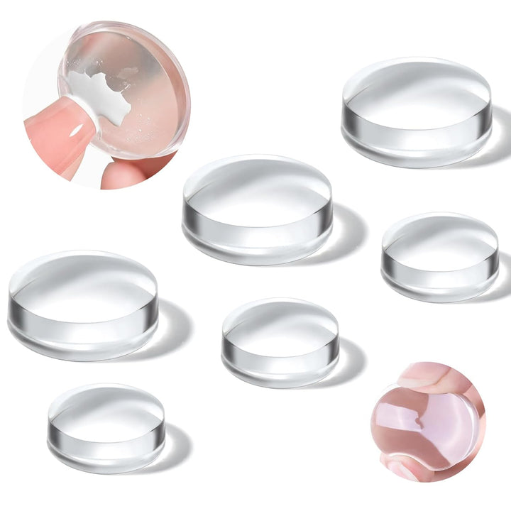 French Tip Stamp: 14PCS French Tip Tool with Replaceable Nail Stamp Head, Clear Silicone Nail Stamper with Scrapers for French Manicure Home DIY Nails Art Salon