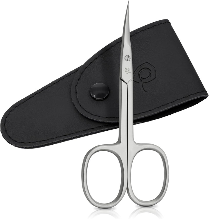 Solingen Curved Cuticle Scissors – Precision German Steel for Manicure & Pedicure, Eyebrow & Eyelash Grooming, Extra Sharp with Premium Storage Case
