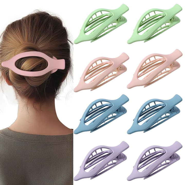 8 Pack Flat Hair Clips for Women,Matte No Crease Flat Claw Clips, Large Strong Hold Barrettes for Thick & Thin Hair, French Duckbill Styling Accessories