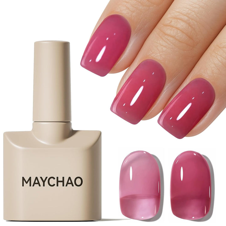 15ML Jelly Sheer Tortoise Gel Nail Polish 1Pc Transparent Hot Cocoa Amber Gel Polish Soak off UV LED Translucent Nail Polish Nail Art Starter Manicure Salon DIY at Home, 0.5 OZ