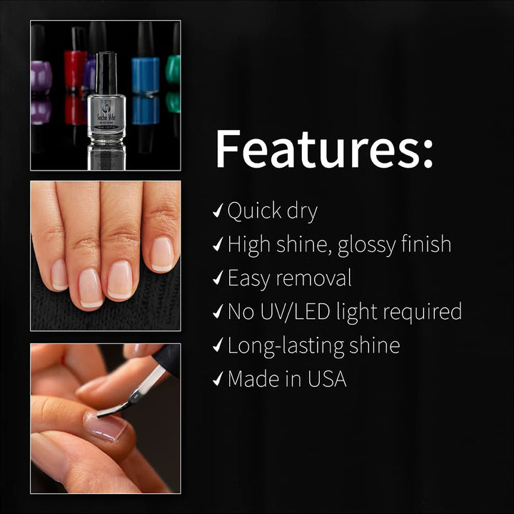 Vite Dry Fast Top Coat Nail Polish - Quick Dry, Long Lasting, Clear Nail Polish, Made in the USA, 0.5 Fl Oz