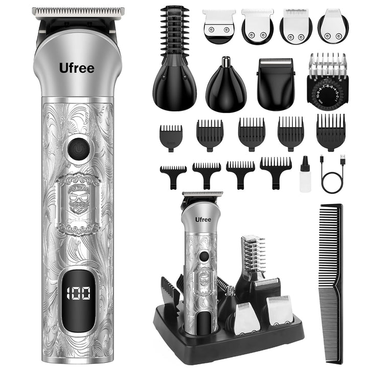Beard Trimmer for Men, Electric Razor Shaver, Cordless Hair Clipper Shaving Kit for Mustache Body Nose Ear Hair Facial, Adjustable Beard Grooming Kit Birthday Gifts for Men