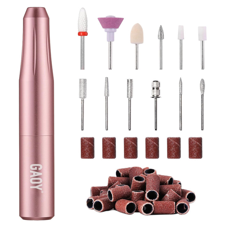 Electric Nail Drill for Acrylic and Gel, USB Electric Nail File, Portable Efile with Drill Bits, Manicure Pedicure Tools for Home Salon, Pink