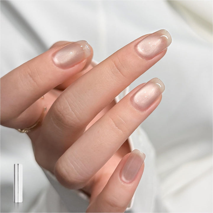 Glassy Cat Eye Gel Nail Polish, 16Ml Glitter Holographic UV Gel Polish with Magnet, Reflective Translucent, 2341 Silvery Moonlight