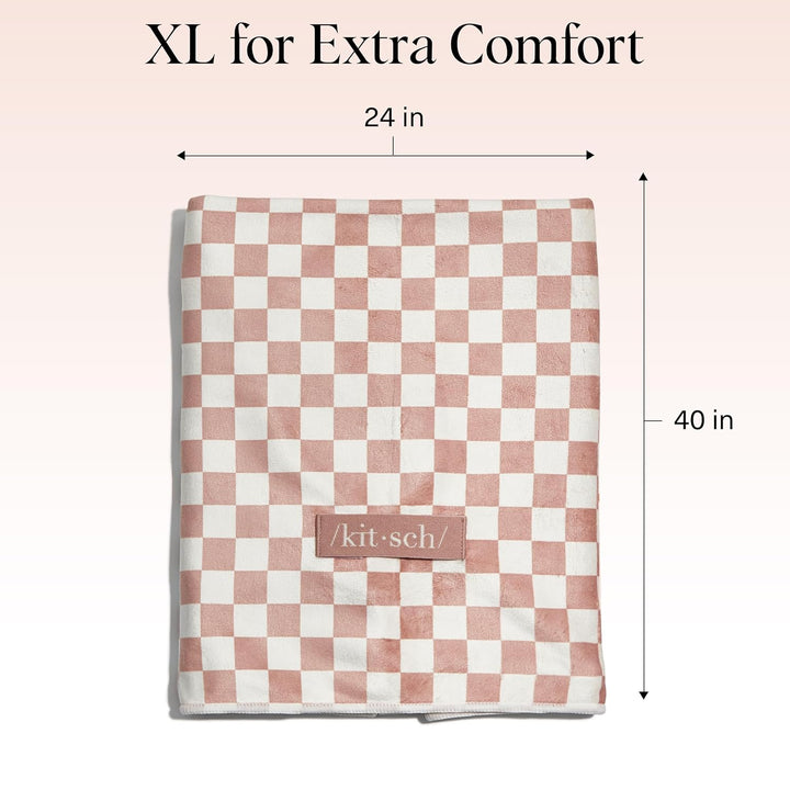 XL Microfiber Hair Towel Wrap for Women – Ultra Absorbent Microfiber Towel for Wet, Curly, Long or Short Hair – Quick Dry, Anti-Frizz Hair Wrap – Terracotta Checkered, 40X24 Inches