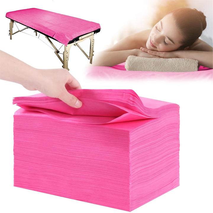 Disposable Bed Sheets 100 Pcs 31" X 71" Massage Table Sheets Non Woven Fabric SPA Bed Cover Breathable for Massage Beauty Tattoos(White)