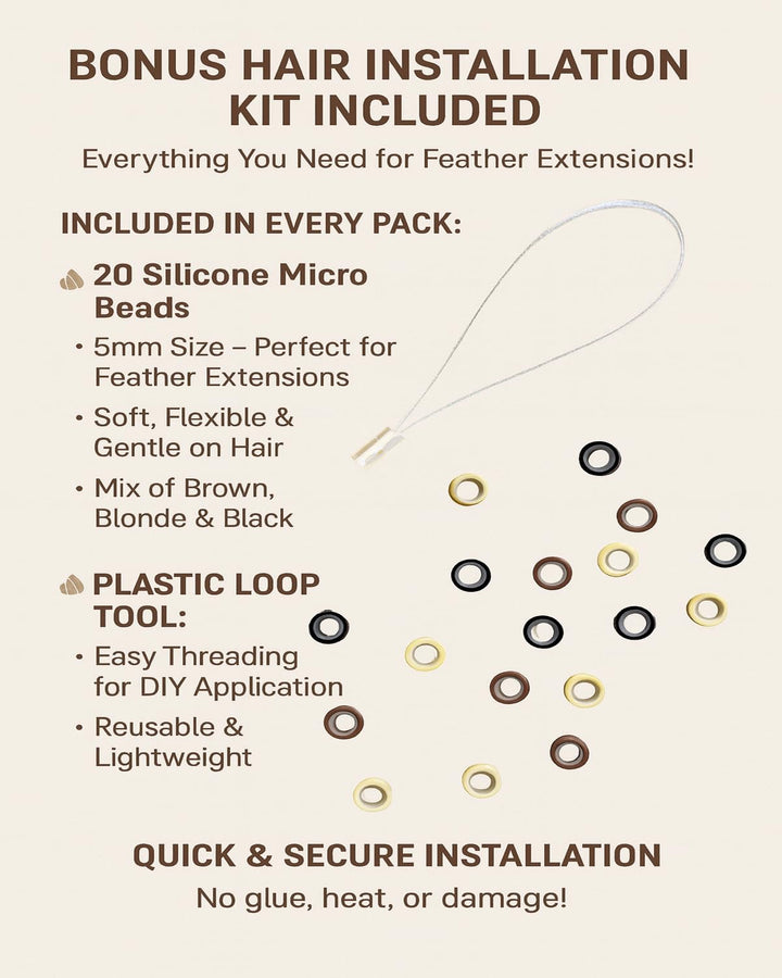 Feather Hair Extension – 25 Loose Long Natural Rooster Feathers in Brown, Beige, and Grizzly, All Individual Feathers, Ranging from 6 to 11 Inches in Length