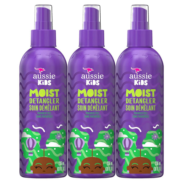 Kids Moist Detangler Spray, Sulfate & Paraben Free, Moisturizing & Tangle-Free Hair Care for Kids, Cruelty-Free, 8 Fl Oz Each, 3 Pack