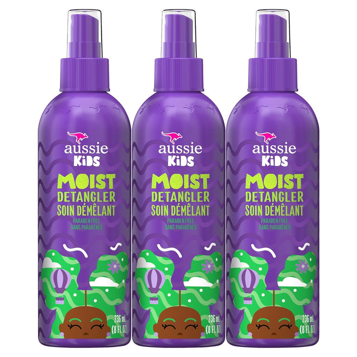 Kids Moist Detangler Spray, Sulfate & Paraben Free, Moisturizing & Tangle-Free Hair Care for Kids, Cruelty-Free, 8 Fl Oz Each, 3 Pack