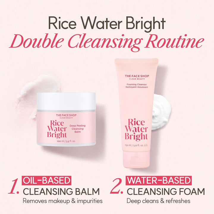 Rice Water Bright Cleansing Balm, Removes Makeup & SPF, 4-In-1 Makeup Remover, for All Skin Types, Korean Rice Extract, Lavender Oil, 100Ml / 3.3 Fl. Oz.