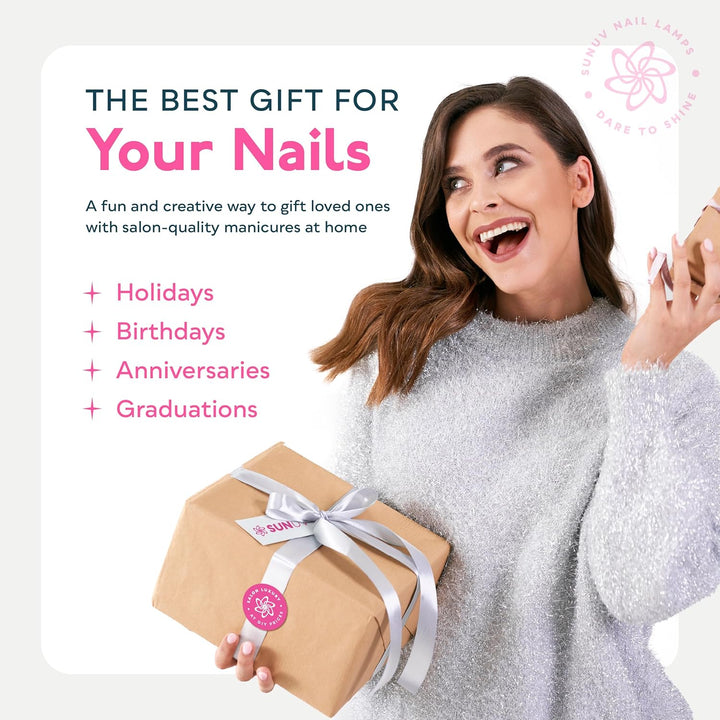 Gel Nail Polish Kit with UV Light for Nails SUN2C 16 Colors Gel Polish Sets, Base and Top Coat with 8 PCS Manicure Tools Gift for Women