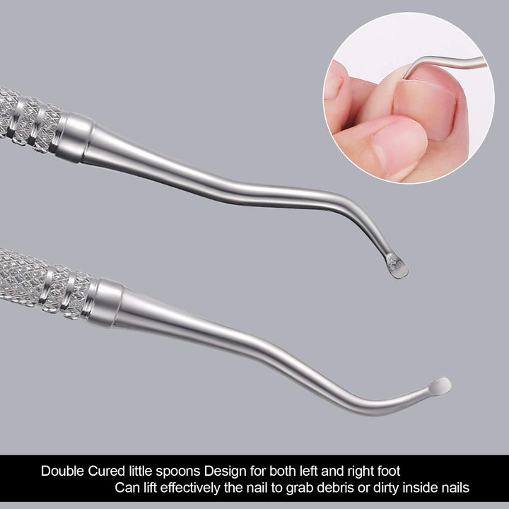 2PCS Ingrown Toenail File and Lifter with Storage Case,100% Stainless Steel Ingrown Toenail Tool,Double Sided Professional Grade Nail Cleaner Tool