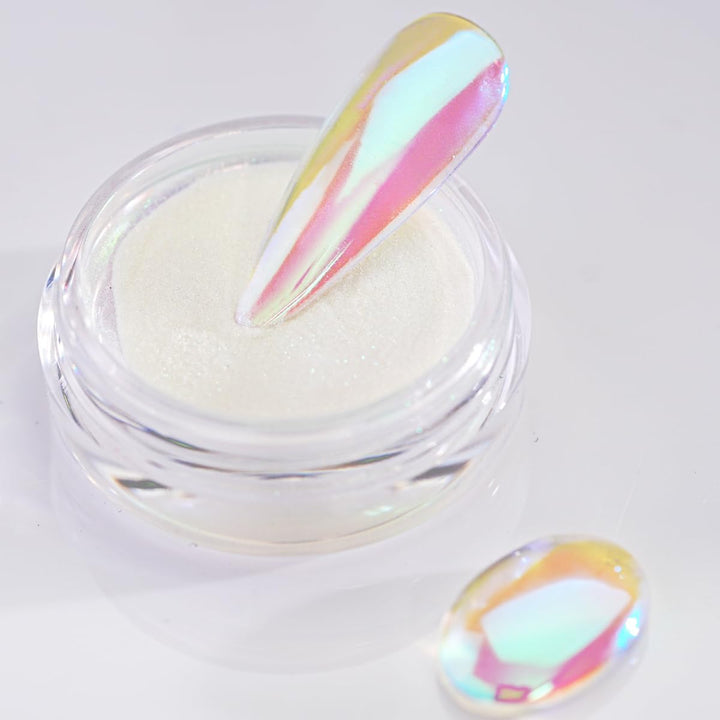 Moonlight Chrome Nail Powder, Unicorn Mermaid Chrome Powder for Nails, Aurora Nail Powder Iridescent Nail Chrome Powder, Nail Art Glitter Decoration for Home DIY Salon Manicure Pigment