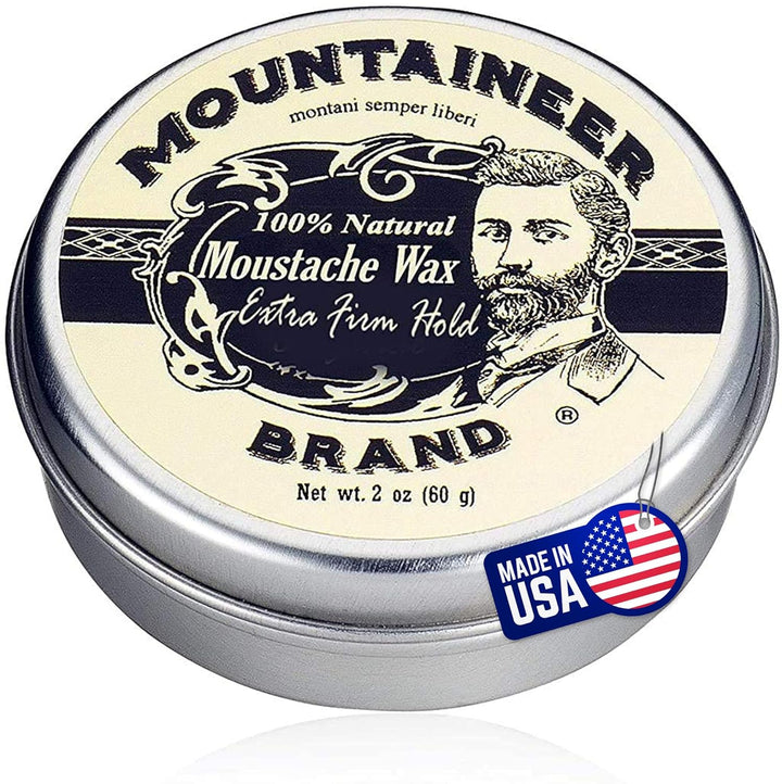Unscented Natural Mustache Wax | Strong and Extra Firm Hold | Made in West Virginia | Smooths, Conditons, Styles | Organic Moustache Balm | 2Oz