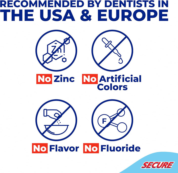 Waterproof Denture Adhesive - Zinc Free - Extra Strong Hold for Upper, Lower or Partials - 1.4 Oz