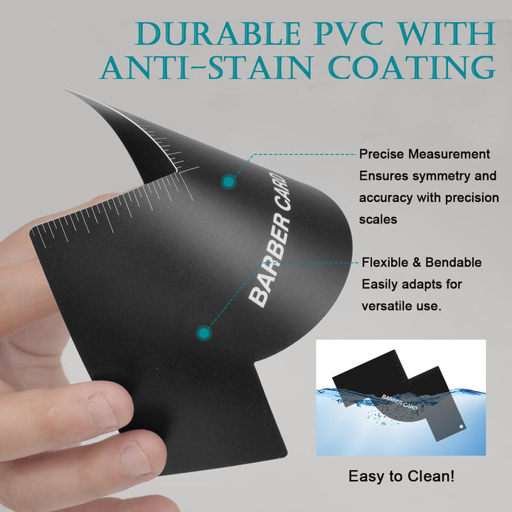 Enhancement Card for Barbers with Measurement Indicators, Reusable Hairline Shaping Tool, Beard Line up Template, Color Spray Edge Line up Tool, Easy to Clean Hairline Maker Guide for Barbers