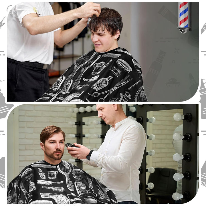 Professional Hair Cutting Cape, 2 Pcs Hairdressing Barber Salon with Closure Snap for Styling Coloring Hair Cutting Cape Accessories（Print Design）