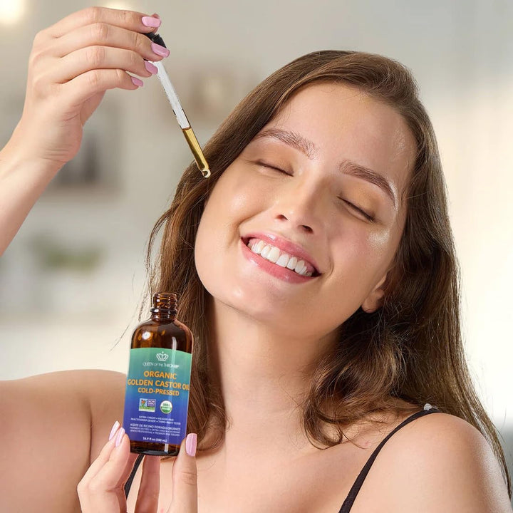 Organic Golden Castor Oil | 100% Pure for Hair, Skin, Nails, Brows & Lashes | Hexane-Free | USDA Certified [16.9Oz (500Ml)]