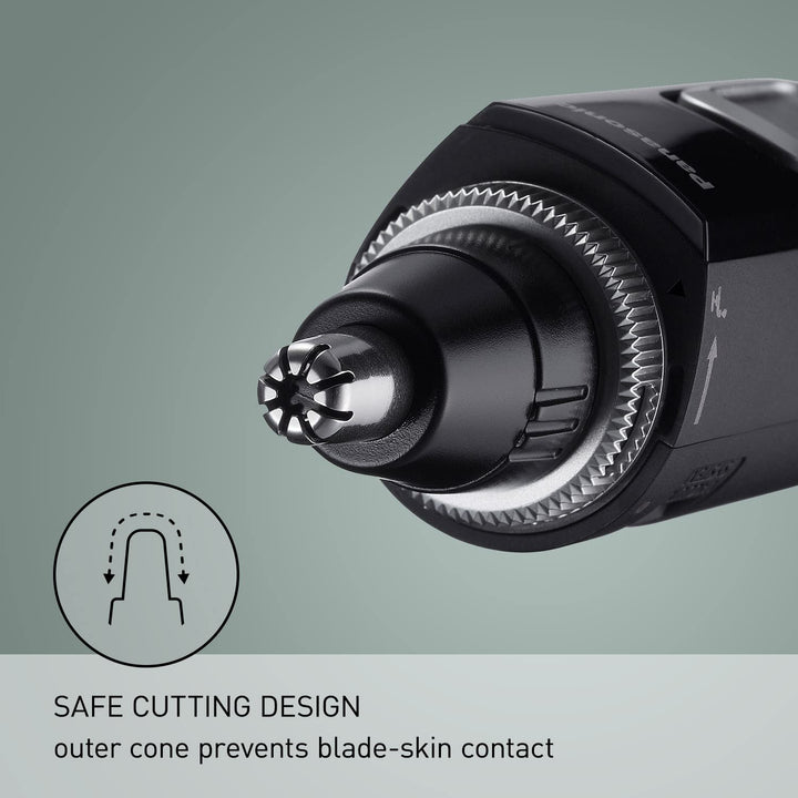 Ear and Nose Hair Trimmer for Men with Vacuum Cleaning System, Powerful Motor and Dual-Edge Blades for Smoother Cutting, Wet/Dry – ER-GN70-K (Black)