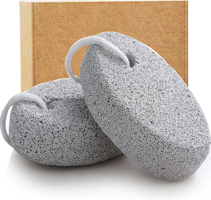Natural Foot Pumice Stone for Feet,  2-Pack Lava Pedicure Tools Hard Skin Callus Remover for Feet and Hands - White&Red