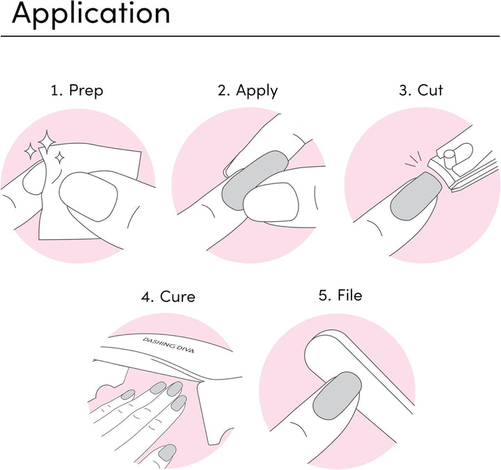 Glaze Nail Starter Kit - Real Black - Long Lasting, Chip Resistant, Semi-Cured Gel Nail Strips - 7-Piece Manicure Set with 32 Strips and Mini LED Lamp