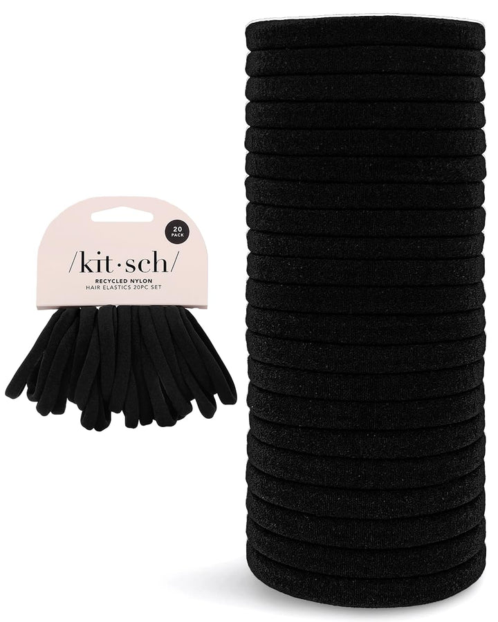 Nylon Hair Ties No Damage - Stretchable Elastics for Strong All-Day Hold, Ponytail Holders | Hair Accessories for Women & Girls | Ideal Gifts for Women - Black, 12 Pcs