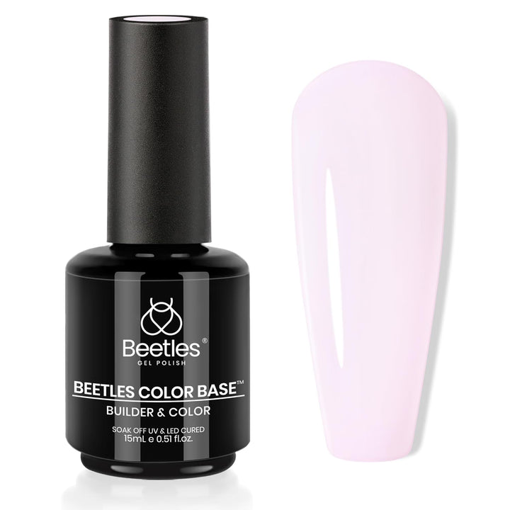 Beetles Color Base Gel Nail Polish, 1Pcs 15Ml Rubber Base Builder Neutral Nude Gel Base Coat Warm Jade Nail Polish, Base Coat Nail Strengthener Soak off UV LED Light Needed
