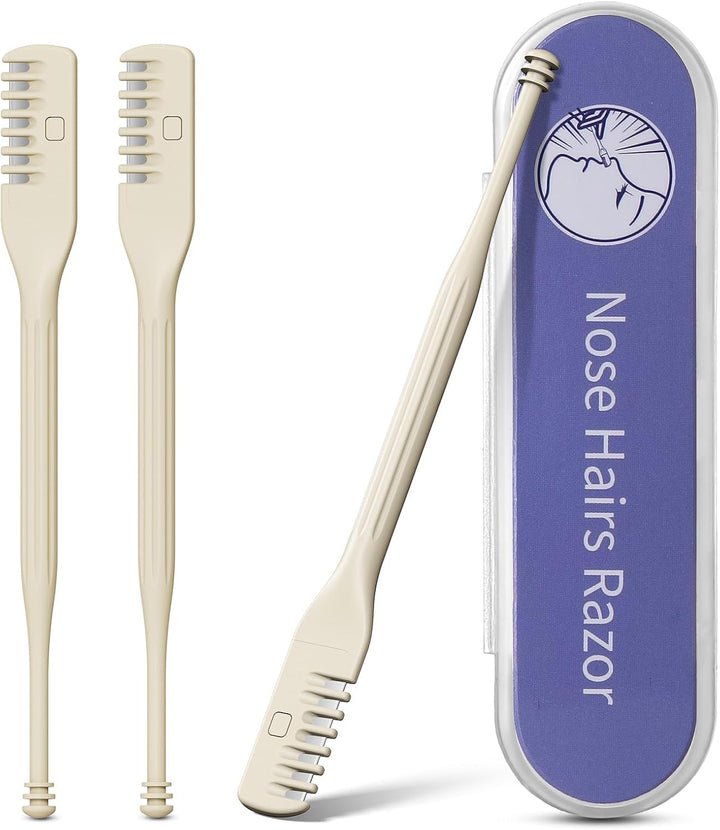 Manual Nose Hair Trimmer (Pack of 4) - Rotating Nasal Hair Razor Cutter with Ear Picker for Women and Men - Portable Nostril Hair Remover Tools