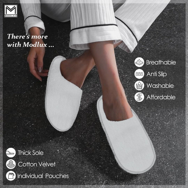 Spa Slippers 6-12 Pairs, Unisex Disposable Slippers Closed Toe Washable, Reusable, Bridal, Indoor, House, Bathroom, Bedroom, Hotel, for Guest