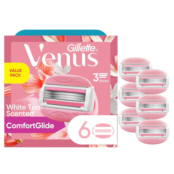 Comfortglide White Tea Women'S Razor Blades, 3-Blade Razor Refills, 6 Count