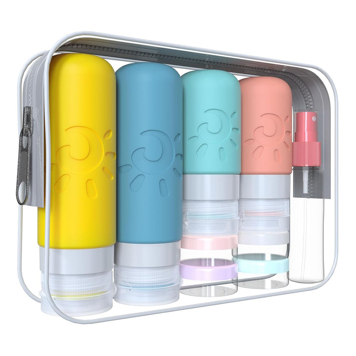 18 Pack Travel Bottles for Toiletries, TSA Approved Silicone Travel Containers Leak Proof Refillable Travel Accessories for Shampoo Conditioner Lotion Body Wash(Multicolored C)