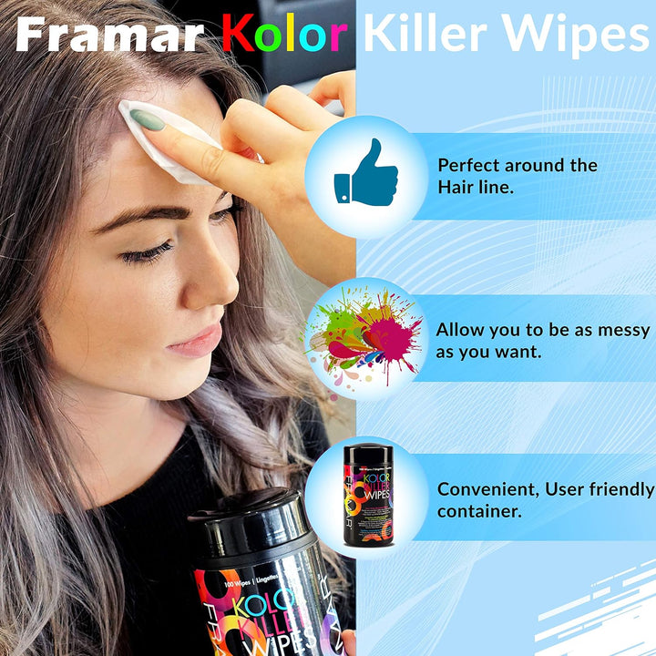 Kolor Killer Wipes – Hair Dye Remover for Skin, Hair Color Remover for Dyed Hair, Gentle on Skin, Pleasant Scent – Wipes Dispenser of 100