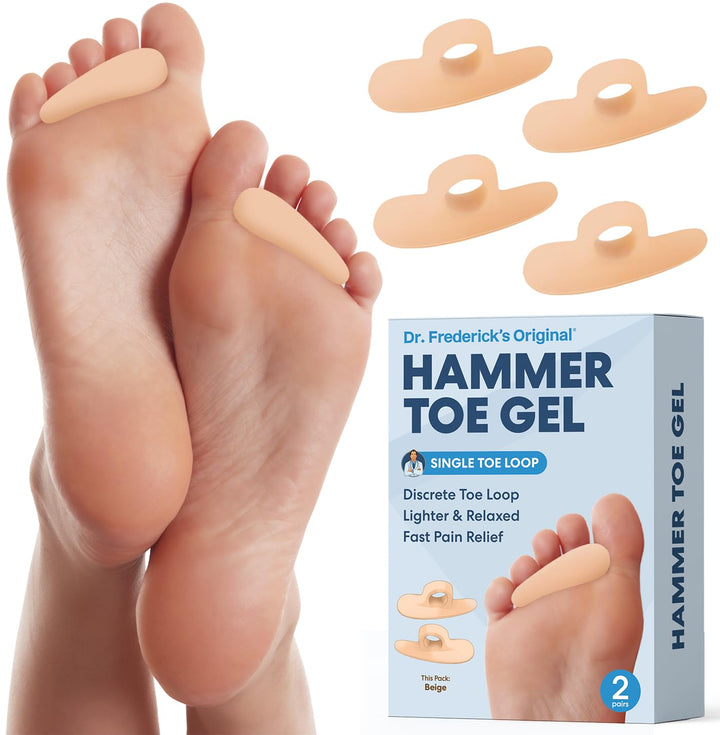 Hammer Toe Gels - 2 Pairs - Hammertoe Support Crest for Women & Men - Cushion & Temporary Splint for Toe Alignment, Crooked Toes, and Pain Relief - White - 1 Loop Design