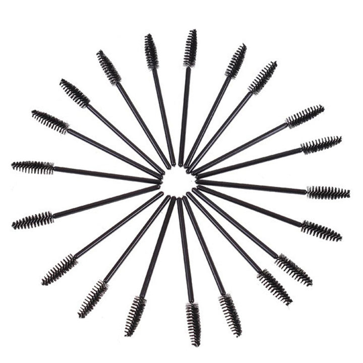 200 PCS Disposable Eyelash Brush Mascara Wands Spoolies for Eye Lash Extension, Eyebrow and Makeup (Black&Rose Red)