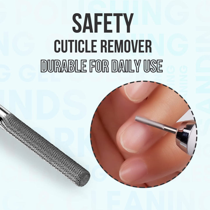 Cuticle Nail Drill Bit - Safety Tungsten Carbide Cuticle Remover Drill Bit Needle Bit under Nail Cleaner Dead Skin Nail Prepare 3/32'' for Electric Nail File Nail Buffer Bit-3Xf (Silver,Fine)