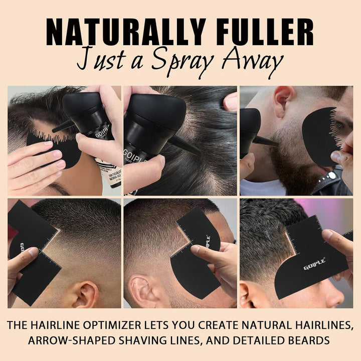 Hair Thickening Fibers&Pump Applicator Set Professional Hair Styling Set- Hair Fibers Barber Enhancement Spray for Mens Hair&Beard- Hairline Enhancer & Volumizing Spray Barber Enhancement Card(Black)