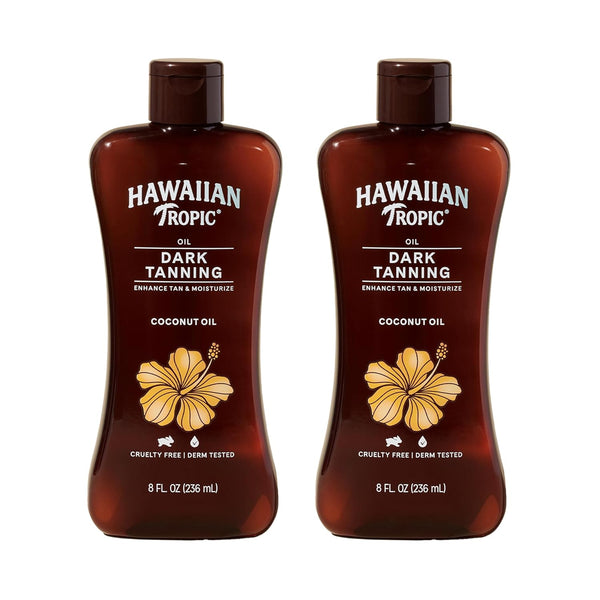 Dark Tanning Oil, 8Oz | Moisturizing Body Oil with Cocoa Butter, Tan Enhancer, 8Oz Each Twin Pack