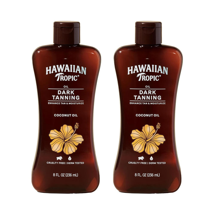 Dark Tanning Oil, 8Oz | Moisturizing Body Oil with Cocoa Butter, Tan Enhancer, 8Oz Each Twin Pack
