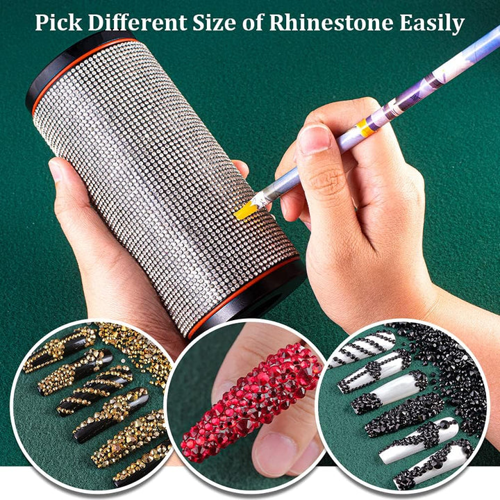 Self Adhesive Pickup Pencil for Rhinestones and Diamond Painting, 10 PCS Long Rhinestone Picker Tool Kit for Nail Art, Nail Dotting Tools for Manicure, Jewel Applicator Gem Picker Pen Tool
