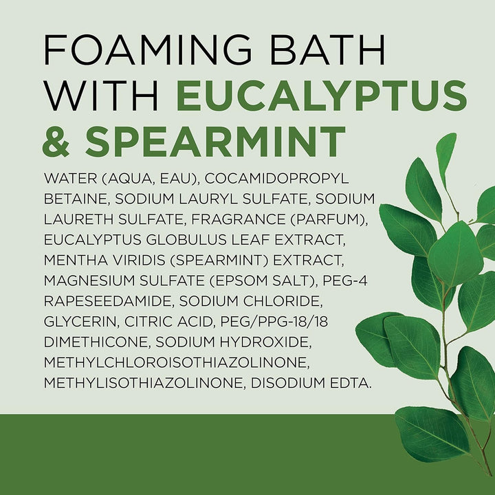 Foaming Bath with Pure Epsom Salt, Relax & Relief with Eucalyptus & Spearmint, 34 Fl Oz (Pack of 4)