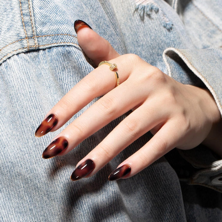 15ML Jelly Sheer Tortoise Gel Nail Polish 1Pc Transparent Hot Cocoa Amber Gel Polish Soak off UV LED Translucent Nail Polish Nail Art Starter Manicure Salon DIY at Home, 0.5 OZ