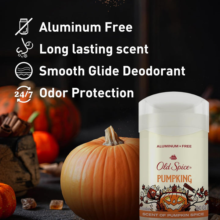Aluminum Free Deodorant for Men, Holidudes Limited Edition, 24/7 Holiday Freshness, Odor Protection, Stocking Stuffer, Pumpking Pumpkin Spice Scent, 3.0 Oz