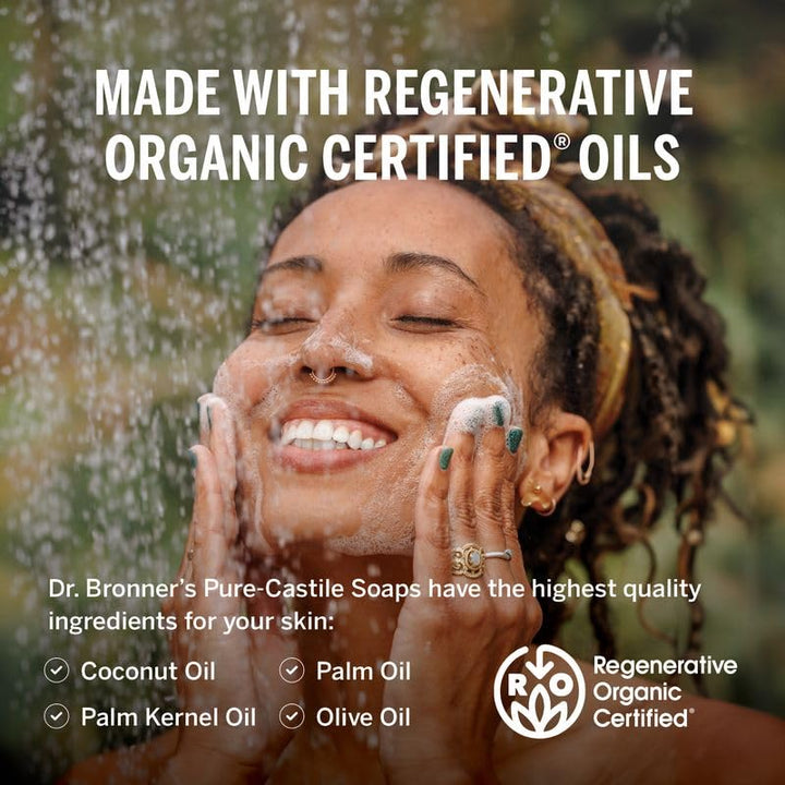 ’S Pure-Castile Magic Liquid Soap - Made with Regenerative Organic Certified Oils - 18-In-1 Uses for Face, Body, Hand, Hair- Gentle on Sensitive Skin - All Natural Body Wash- Lavender, 32Oz