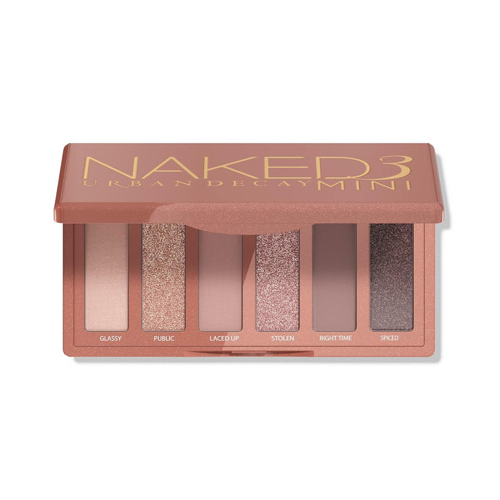 Naked 3 Mini Eyeshadow Palette - 6 Soft Pink Shadows, Multi-Use Matte & Shimmer Finishes, Ultra-Blendable Everyday Rosy Neutrals, Long-Lasting up to 12HR Wear, Travel Makeup with Mirror