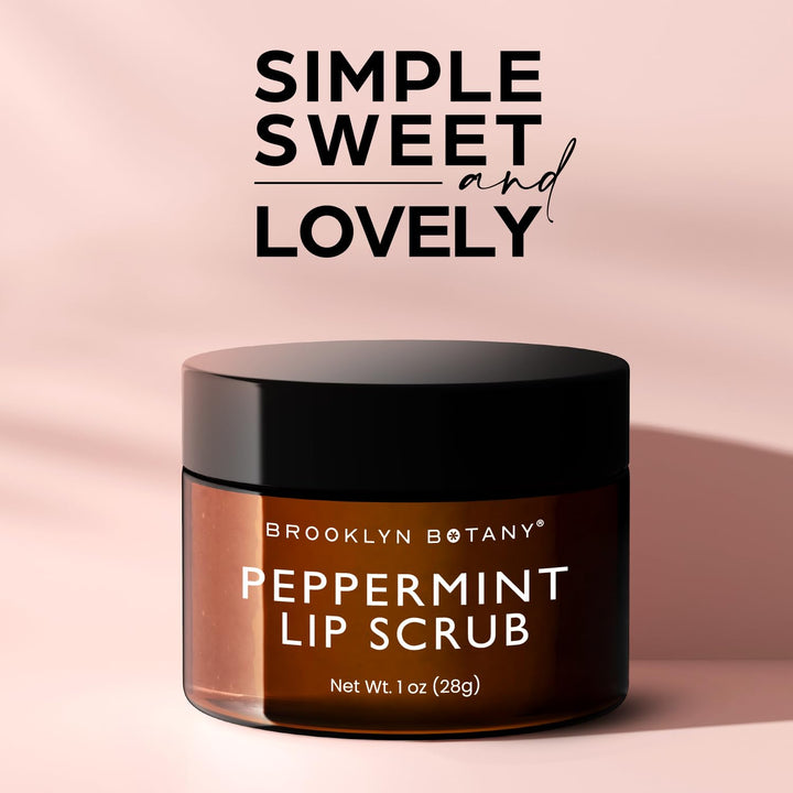 Lip Scrub Exfoliator 1 Oz – Lip Moisturizer for Dry Lips and Chapped Lips – Gentle Lip Exfoliator for Smooth and Brighter Lips – Peppermint Flavor