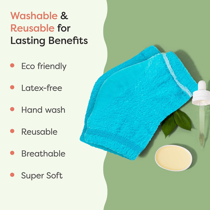 Moisturizing Socks for Cracked Heel Treatment - Vitamin E, Olive Oil and Jojoba Oil Infused Heel Socks to Soften and Hydrate (Fuzzy Blue, Regular)