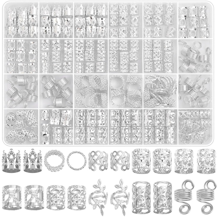 220 Pcs Gold Hair Jewelry for Braids, Loc Jewelry for Hair Dreadlock, Loc Charms for Women, Metal Gold Braids Rings Cuffs Clips for Dreadlock Accessories Clip Braids Extensions Decorations