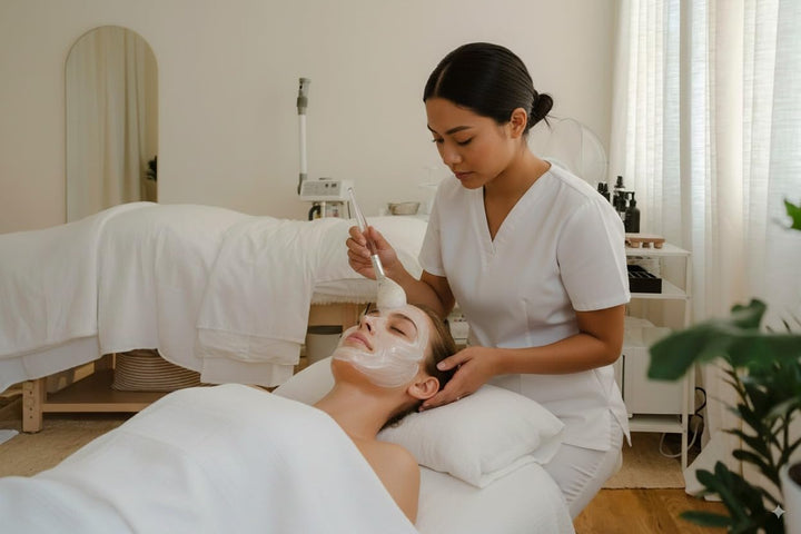 Natural Fluffy White Goat Hair Soft Fan Brush for Skincare and Esthetician (Large)