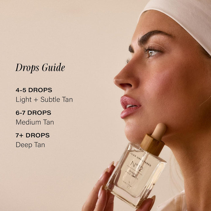 N°12 Face Tanning Drops - Non-Comedogenic Bronzing Drops for Face with Hyaluronic Acid, Vitamin E, & Passionfruit Oil - Fragrance Free, Cruelty Free, & Vegan Self Tanner